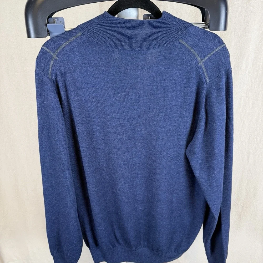 Bobby Jones Signature Collection Quarter Zip Merino Wool Sweater‎ Medium Blue